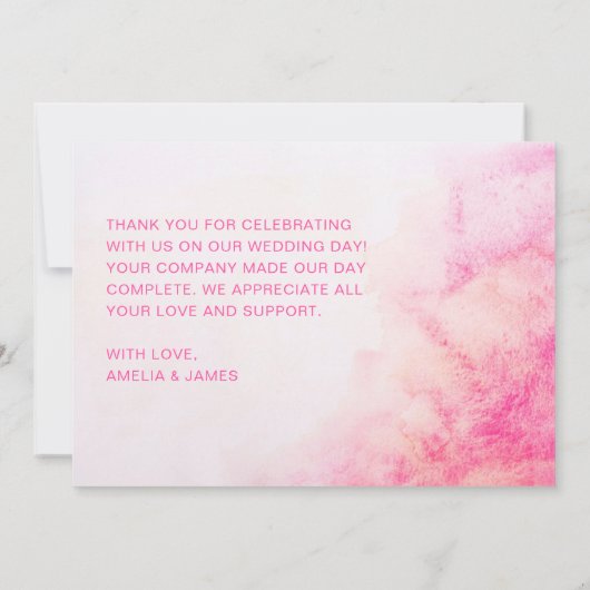 Waterverf Abstract roze bruiloft dank u kaarten (Achterkant)