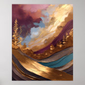 Waterverf Abstract Schilderen Goud Paarse Blauw Poster (Voorkant)