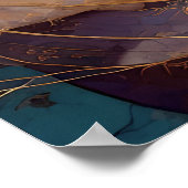 Waterverf Abstract Schilderen Goud Paarse Blauw Poster (Hoek)