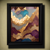 Waterverf Abstract Schilderen Goud Paarse Blauw Poster