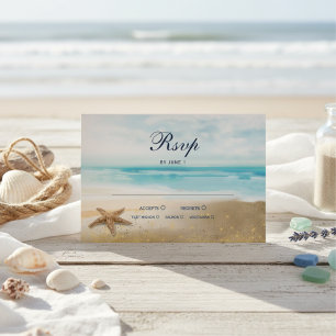 Waterverf Abstract strand staarvis bruiloft RSVP Kaartje