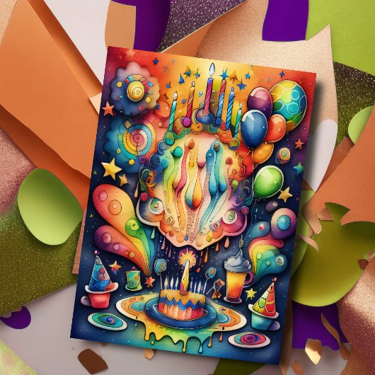 Waterverf Abstract Verjaardagsontwerp Kaart