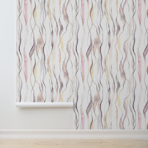 Waterverf Abstract verticaal golvend lijnenpatroon Behang