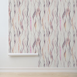 Waterverf Abstract verticaal golvend lijnenpatroon Behang