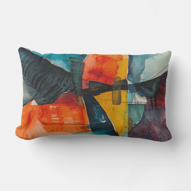 Waterverf abstract vintage kussen (Voorkant)