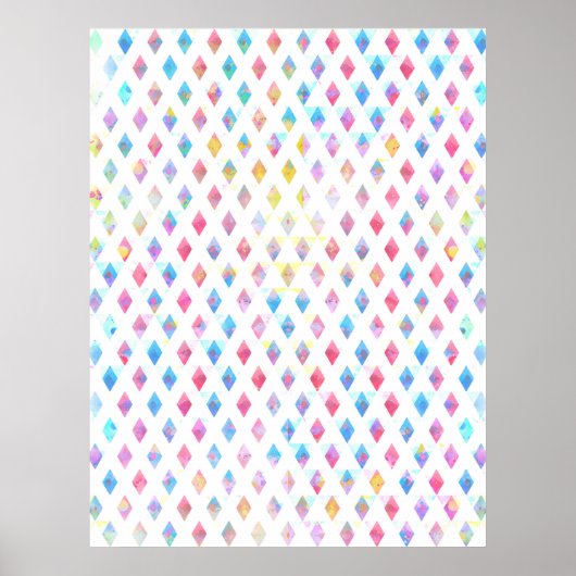 waterverf abstract vormpatroon van verfdiamanten poster (Voorkant)