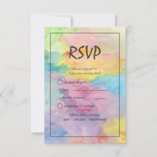Waterverf Abstract Whimsical Colorful Fun RSVP Kaartje (Voorkant)