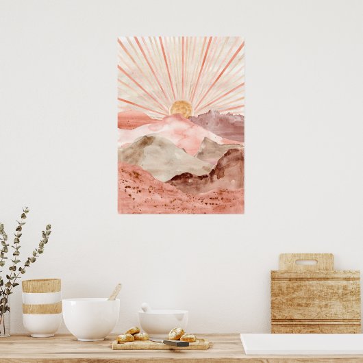 Waterverf abstract zand woestijnlandschap Modern Poster (Keuken)