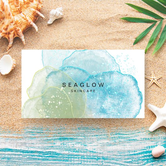 Waterverf Abstract Zee Blauwgroene kust Visitekaartje
