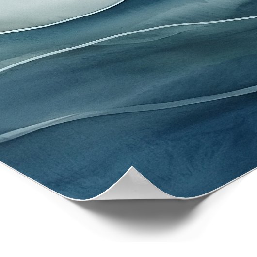 Waterverf abstract, Zee, golven, lijnen Poster (Hoek)