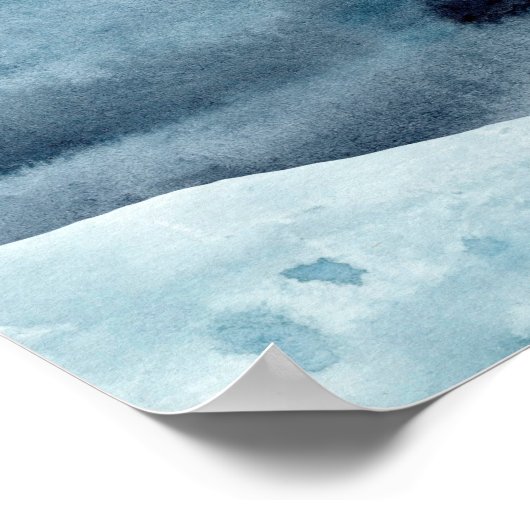 Waterverf abstract zee landschap Moderne kunstocea Poster (Hoek)