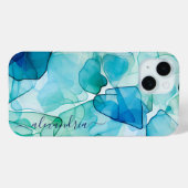 Waterverf Abstract Zeeen glas met naam Case-Mate iPhone Case (Achterkant (horizontaal))