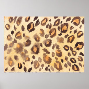 Waterverf abstracte achtergrond van leopard skin i poster