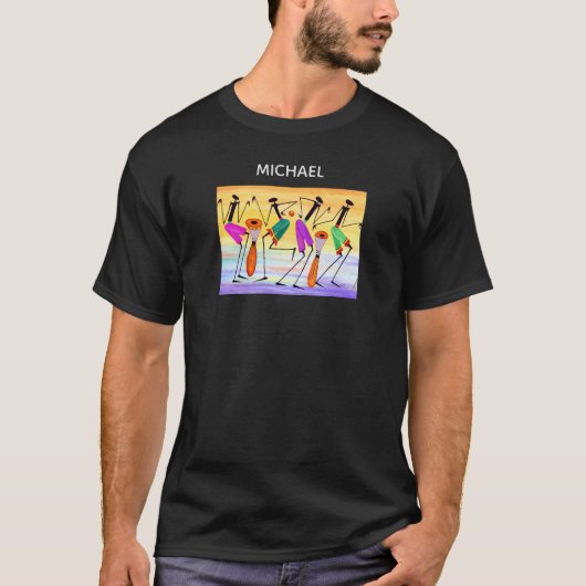 Waterverf, Abstracte Afrikaanse kunst en geluksdan T-shirt (Voorkant)