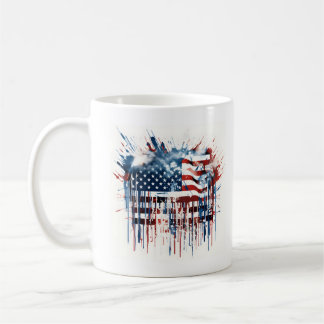 Waterverf abstracte Amerikaanse vlag Koffiemok