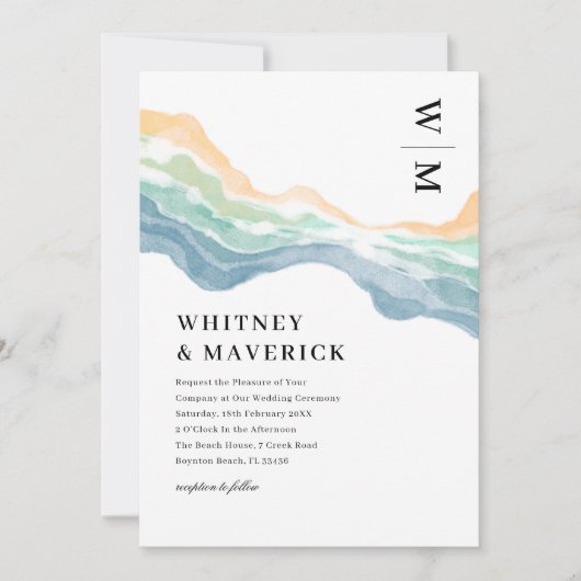 Waterverf Abstracte Beach Foto Weddenschap Kaart (Voorkant)