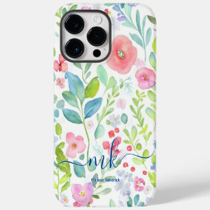 Waterverf Abstracte Bessen Varens Bloemen Monogram iPhone 14 Pro Max Hoesje