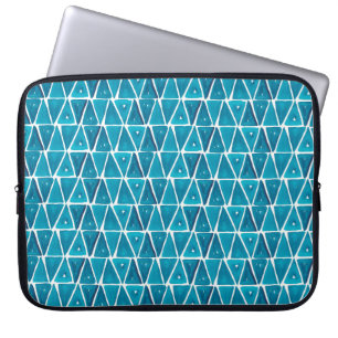 Waterverf abstracte blauwe driehoeken naadloze bac laptop sleeve
