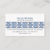 waterverf Abstracte blauwe tegels Visitekaartje (Achterkant)