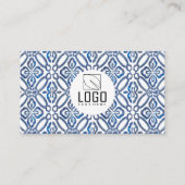 waterverf Abstracte blauwe tegels Visitekaartje (Voorkant)