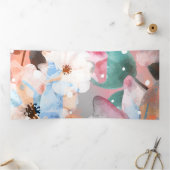 Waterverf Abstracte bloemen 1 Drieluik Wenskaart (Binnen)