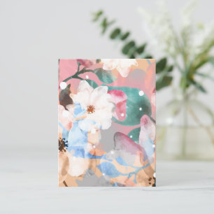 Waterverf Abstracte bloemen 1 Feestdagenkaart