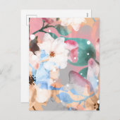Waterverf Abstracte bloemen 1 Feestdagenkaart (Voorkant / Achterkant)