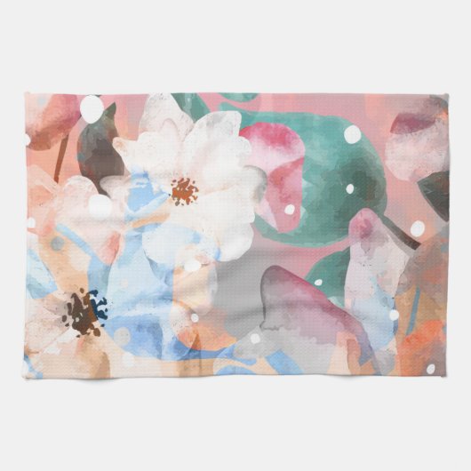 Waterverf Abstracte bloemen 1 Theedoek (Horizontaal)