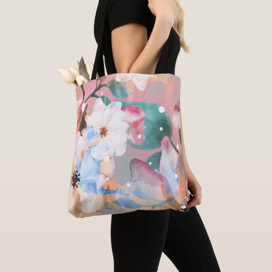 Waterverf Abstracte bloemen 1 Tote Bag (Dichtbij)