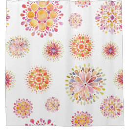 waterverf abstracte bloemen douchegordijn