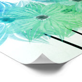 Waterverf Abstracte bloemen Groen Blauw Poster (Hoek)