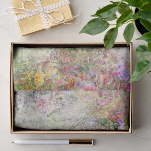 Waterverf Abstracte bloemen nabij de Pond Tissuepapier (Geschenk)