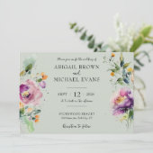 Waterverf Abstracte bloemenbruiloft uitnodiging (Staand voorkant)