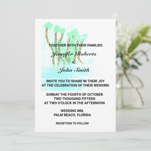 Waterverf Abstracte Bomen Blauwgroen Blauw Artsy W Kaart (Staand voorkant)