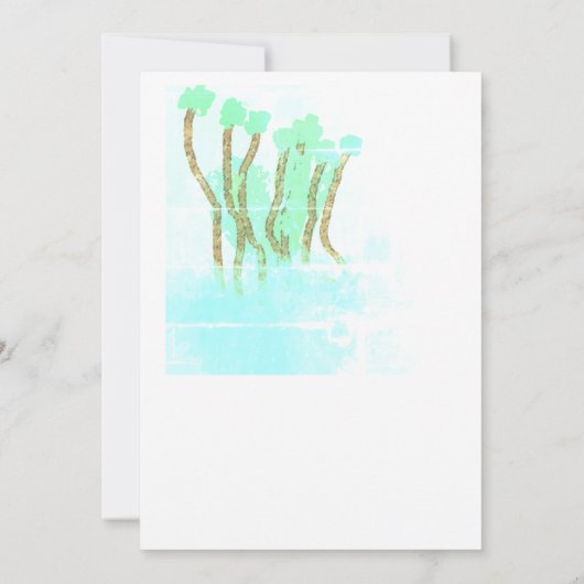 Waterverf Abstracte Bomen Blauwgroen Blauw Artsy W Kaart (Achterkant)