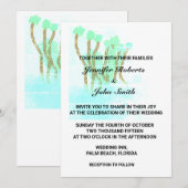 Waterverf Abstracte Bomen Blauwgroen Blauw Artsy W Kaart (Voorkant / Achterkant)