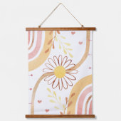 Waterverf Abstracte botanische bloem en regenboog Hangend Wandkleed (Voorkant)