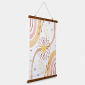 Waterverf Abstracte botanische bloem en regenboog Hangend Wandkleed (Gebogen)