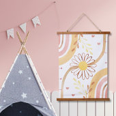 Waterverf Abstracte botanische bloem en regenboog Hangend Wandkleed