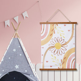 Waterverf Abstracte botanische bloem en regenboog Hangend Wandkleed