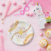 Waterverf Abstracte botanische bloem en regenboog Papieren Bordje (Feest)