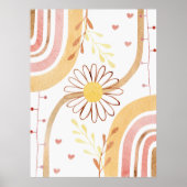 Waterverf Abstracte botanische bloem en regenboog Poster (Voorkant)