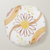 Waterverf Abstracte botanische bloem en regenboog Rond Kussen (Achterkant)