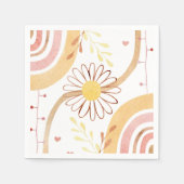 Waterverf Abstracte botanische bloem en regenboog Servet (Voorkant)