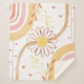 Waterverf Abstracte botanische bloem en regenboog Sherpa Deken (Voorkant)