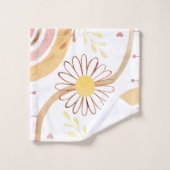 Waterverf Abstracte Botanische Bloem Regenboog Kin Bad Handdoek (Wasdoekje)