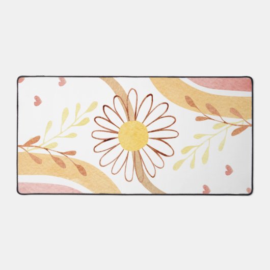 Waterverf Abstracte Botanische Bloem Regenboog Kin Bureaumat (Voorkant)