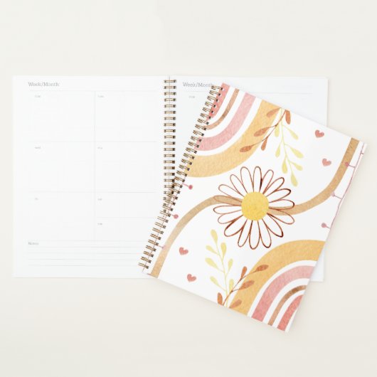 Waterverf Abstracte Botanische Bloem Regenboog Kin Planner (Display)