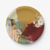 waterverf abstracte bruidsdoucheuitnodiging papieren bordje (Voorkant)