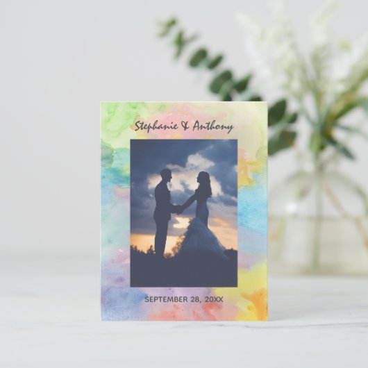 Waterverf Abstracte bruiloft dank u Briefkaart (Staand voorkant)